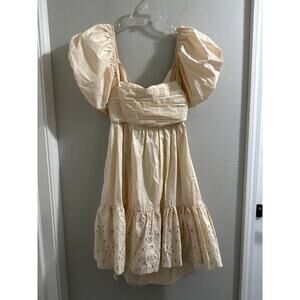En‎ Saison  Juliet Eyelet Puff-Sleeve Minidress size Large